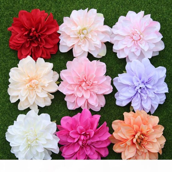 20 100 wholesale silk flowers artificial dahlia flower heads 14cm for wedding backdrop home party decor bulk flowers